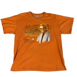 Vintage Y2K George Jones The Legend Lives Tour Double Sided T-Shirt Orange Large